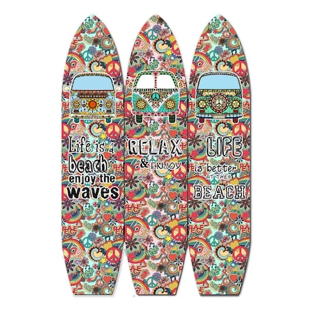 Palacedesigns 47 x 1 x 71 in. Vintage Multicolor Wood Surfboard Screen PA3708064